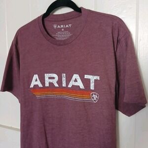 ARIAT T-Shirt Logo Spell Out Men's Medium Cotton Blend Red Heather Short Sleeve